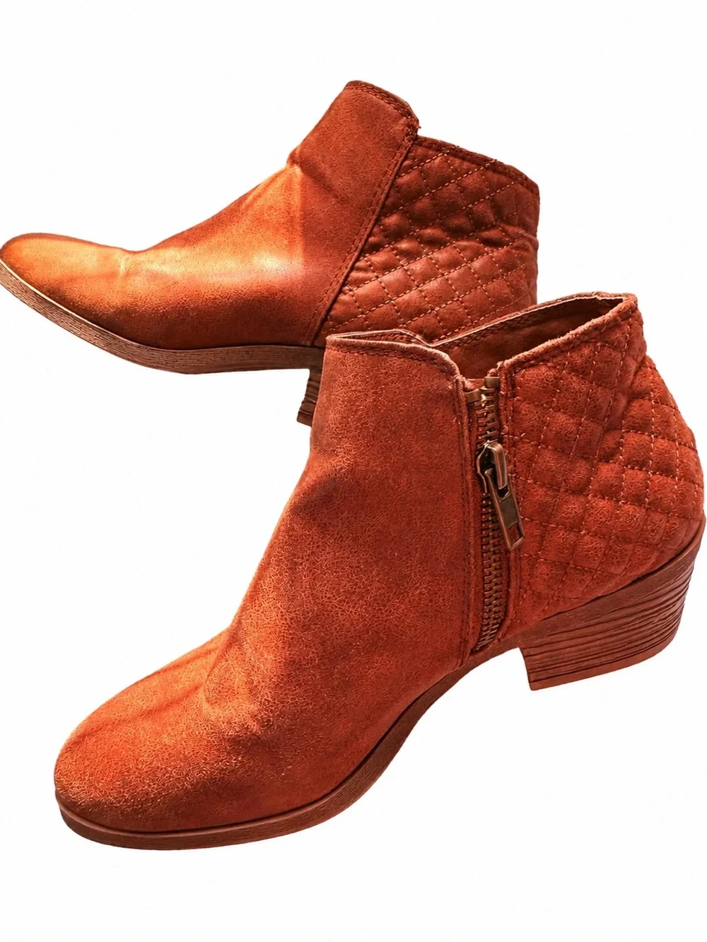 Faded Glory Cognac Brown Quilted Ankle Booties Size 6